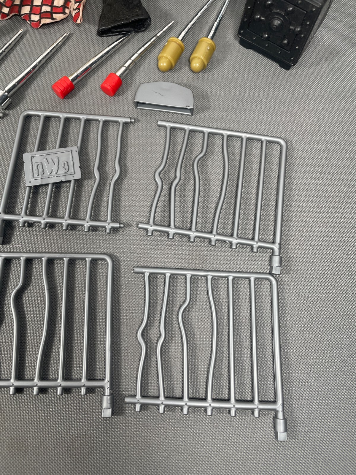 WCW TNA Wrestling ToyBiz Figure Accessory Lot Ladder Guardrails Mailbox WWE