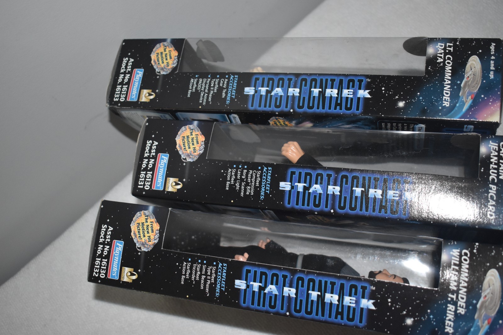 1996 Star Trek First Contact 3 Collector Series w/ Data Picard Riker 9″ MIMB New