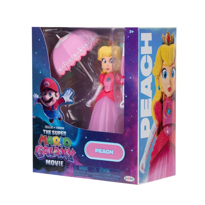 The Super Mario Galaxy Movie Princess Peach Figure with Parasol Accessories