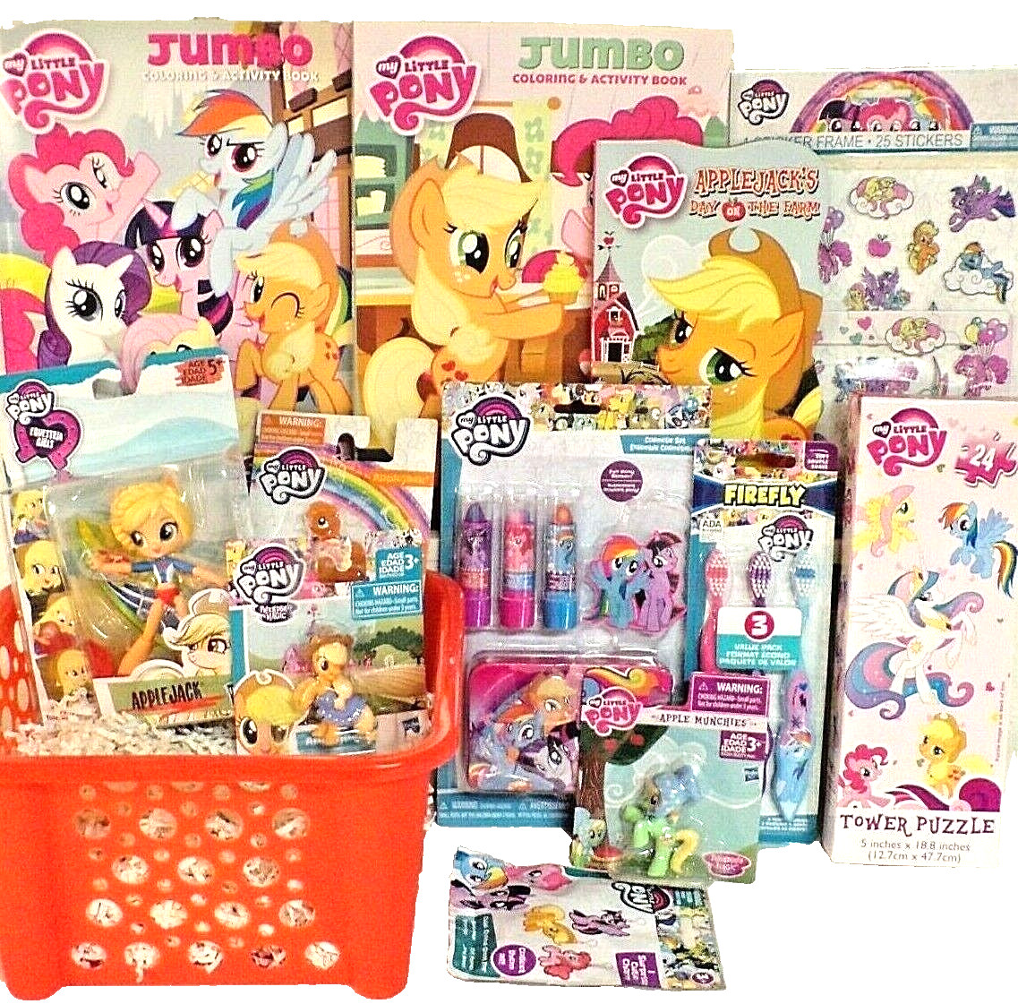 NEW MY LITTLE PONY TOY GIFT BASKET TOYS APPLE JACK FIGURE BIRTHDAY CHRISTMAS