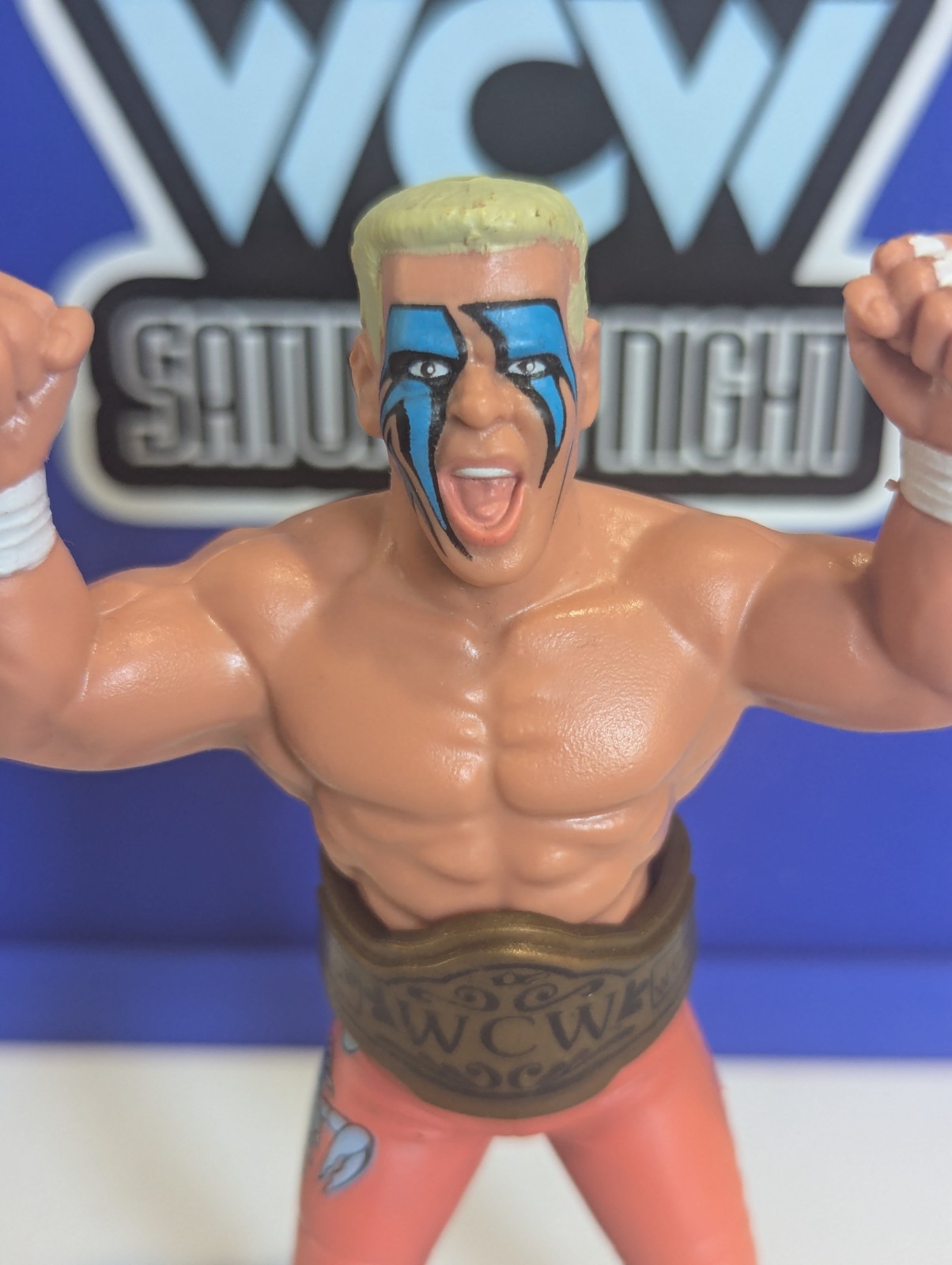 Vintage WCW Galoob – WWF Mattel LJN Hasbro – Sting w Belt UK Exclusive Orange