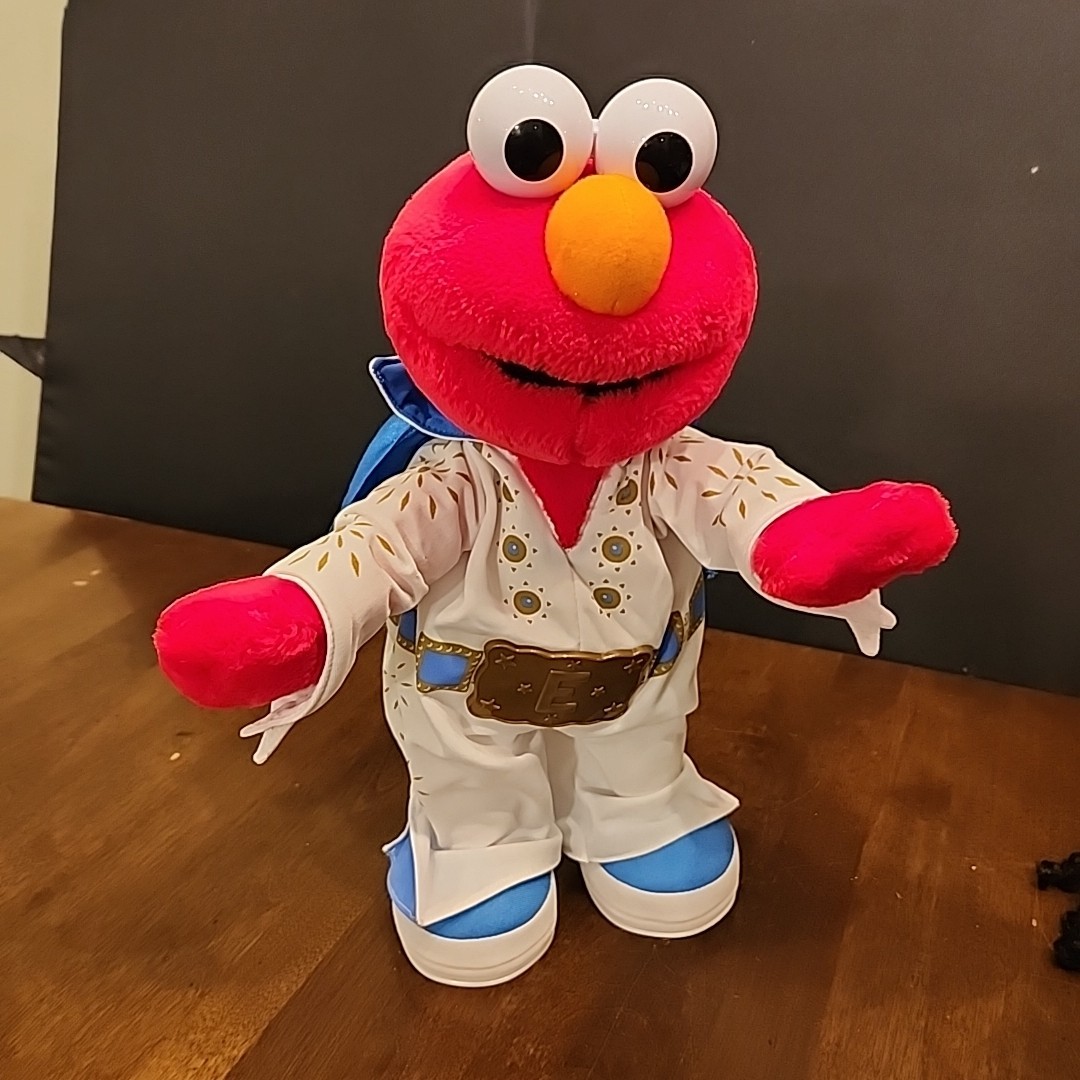 Sesame Street ELMO THE LEGEND~15″ ELVIS Talking Doll~Sing~Dance NO BATTERY COVER