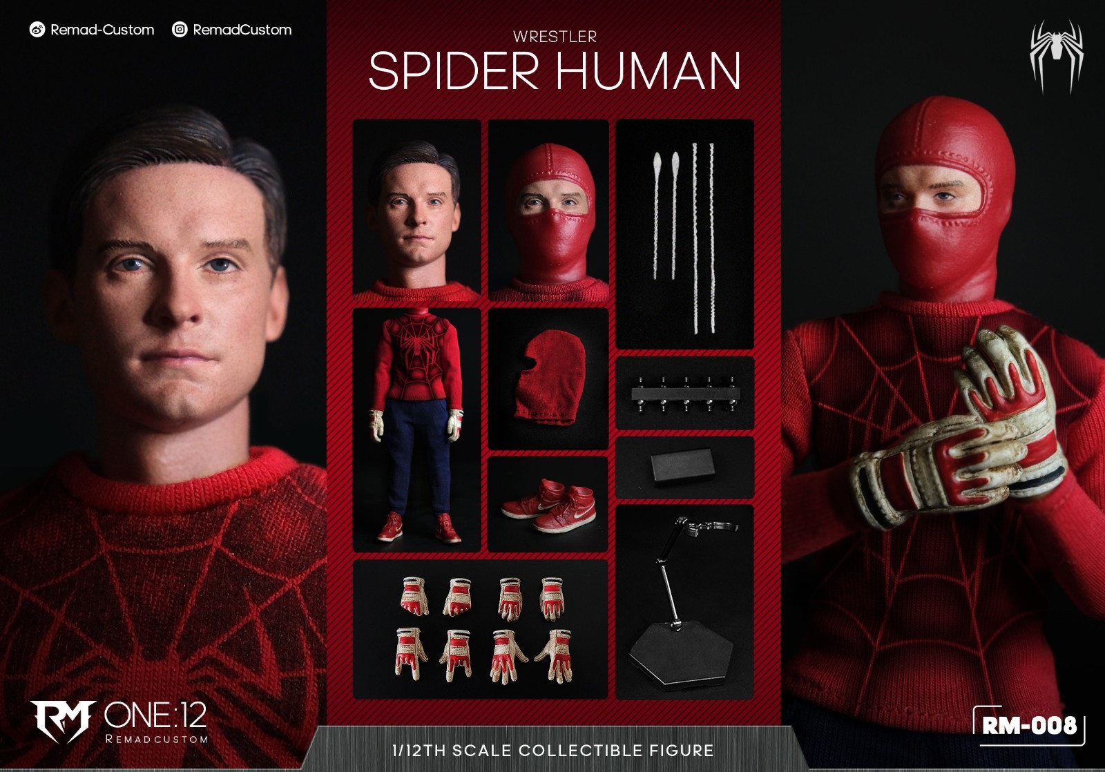 Remad Custom 1/12 RM-008 Human Wrestler Tobey Maguire Action Figure Model