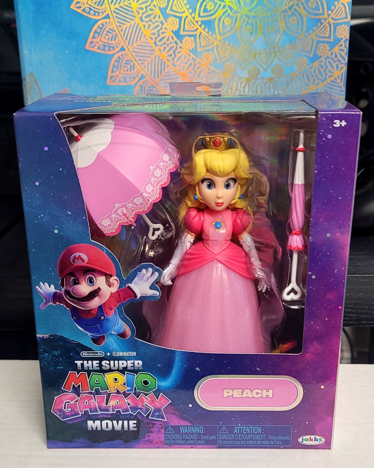 Super Mario Galaxy Movie Princess Peach Figure W/ Umbrella Jakks Pacific New