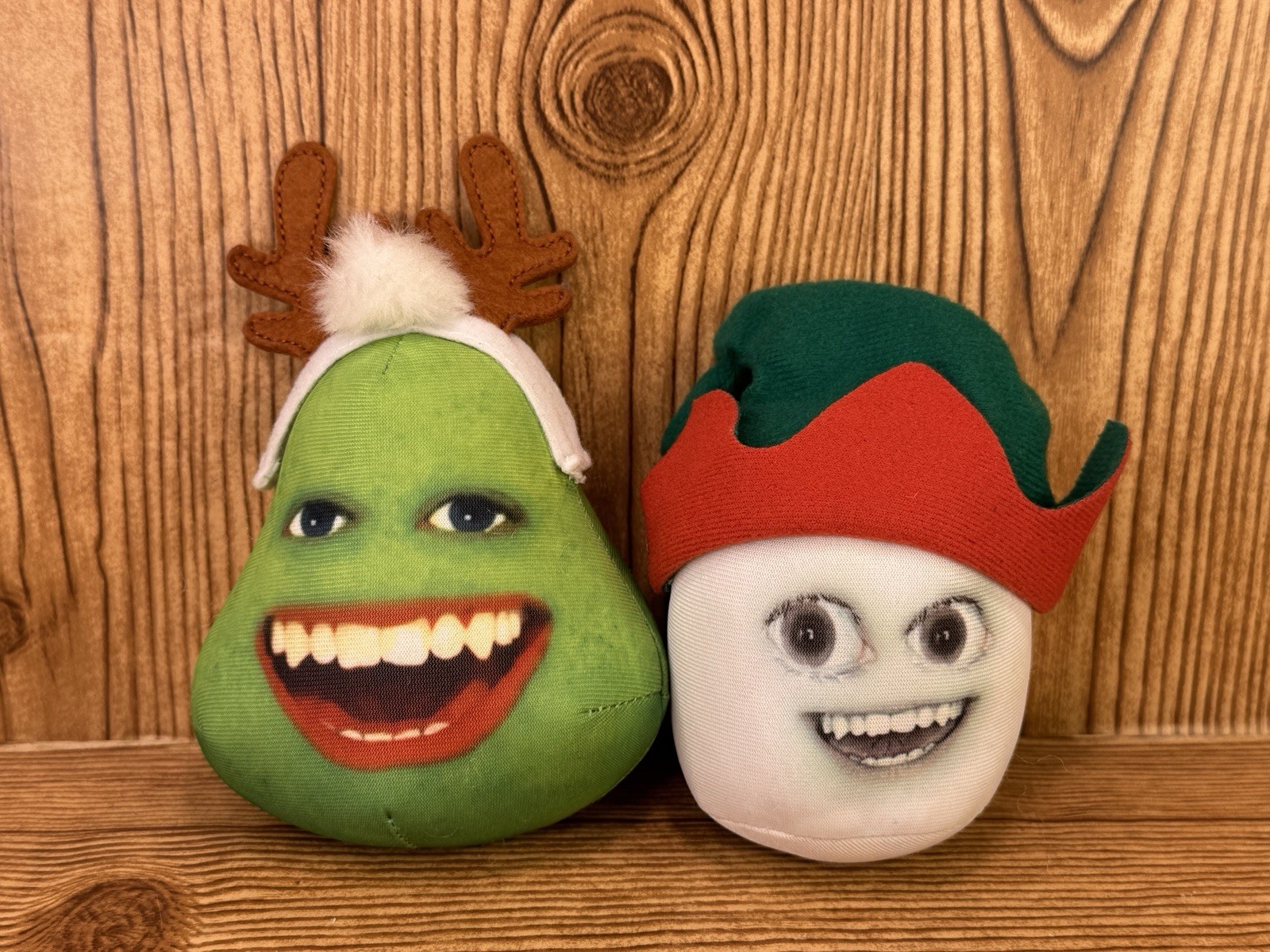 Annoying Marshmallow & Pear Lot Talking Christmas Holiday Plush Dolls 2012 WORK