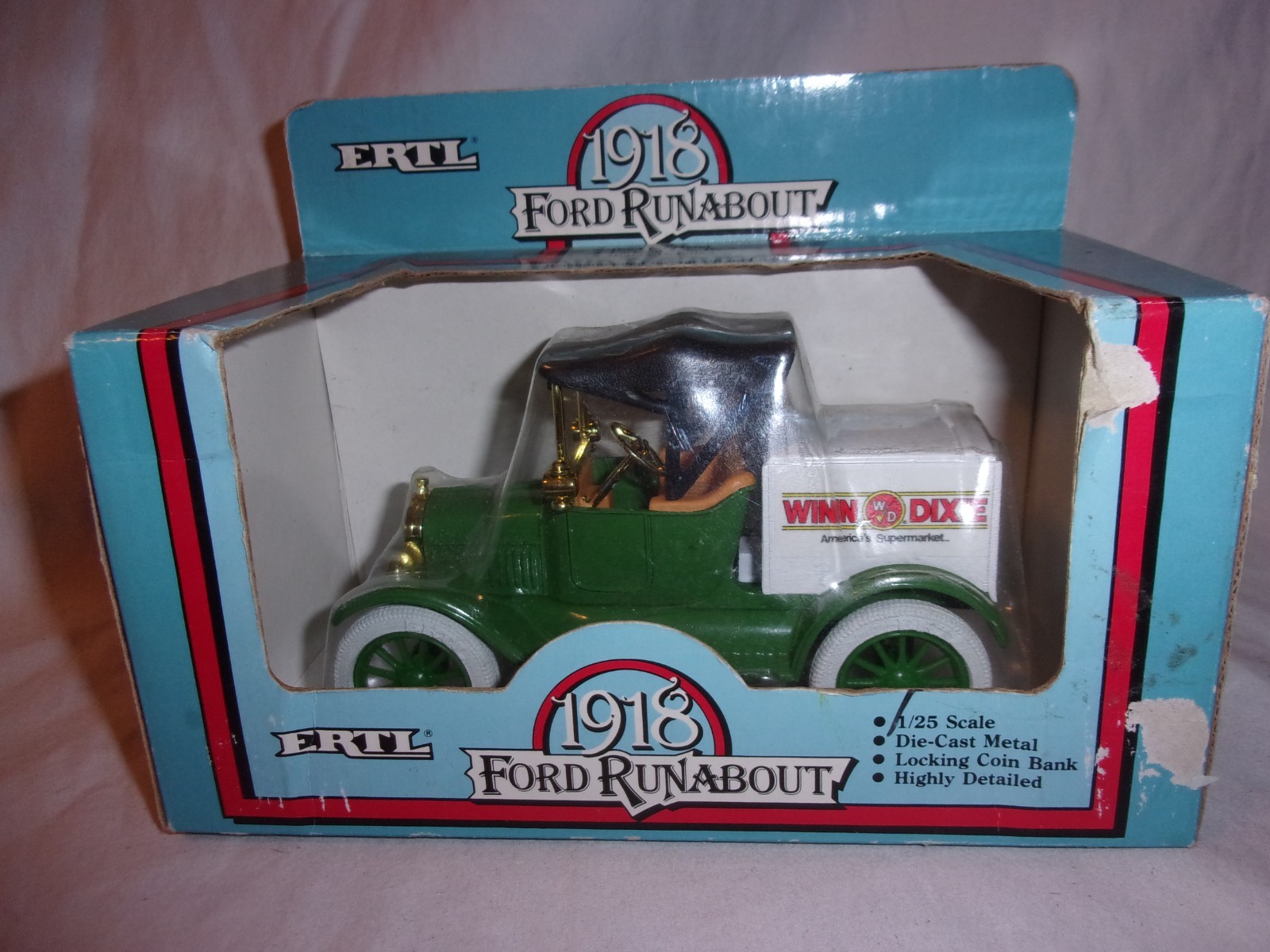 Ertl 1918 Ford Runabout 1:25 Scale Die Cast Metal Locking Bank Winn Dixie Toy