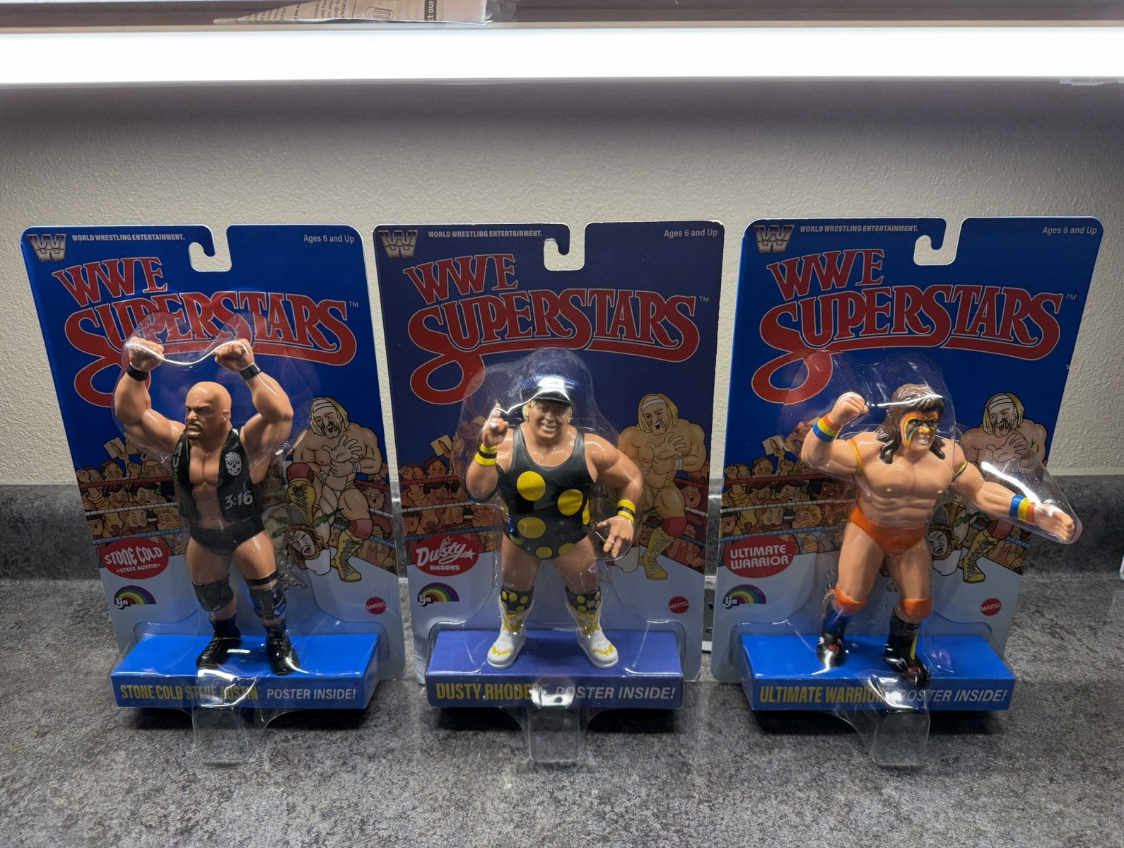 Mattel WWE Superstars Boxed Figures Stone Cold, Dusty Rhodes, & Ultimate Warrior