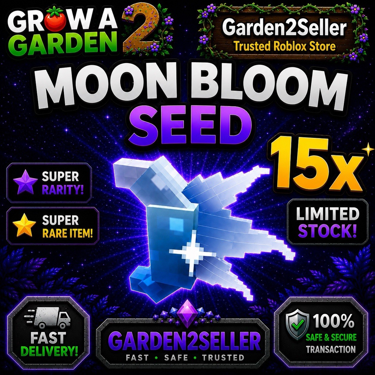 ? Moon Bloom – 15X | Grow a Garden 2 | Cheapest