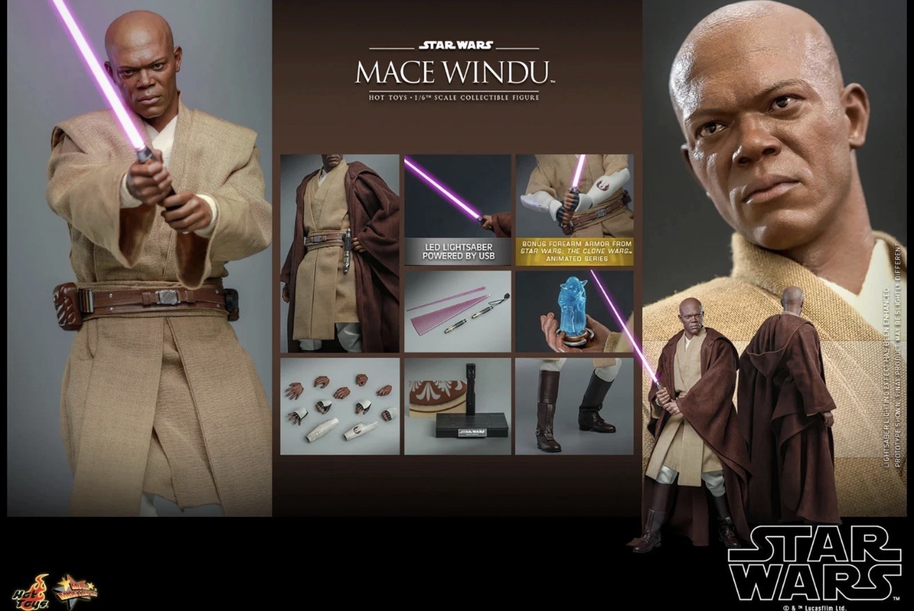 Hot Toys HT MMS681 Mace Windu – Star Wars Attack of the Clones 1/6th Brand New