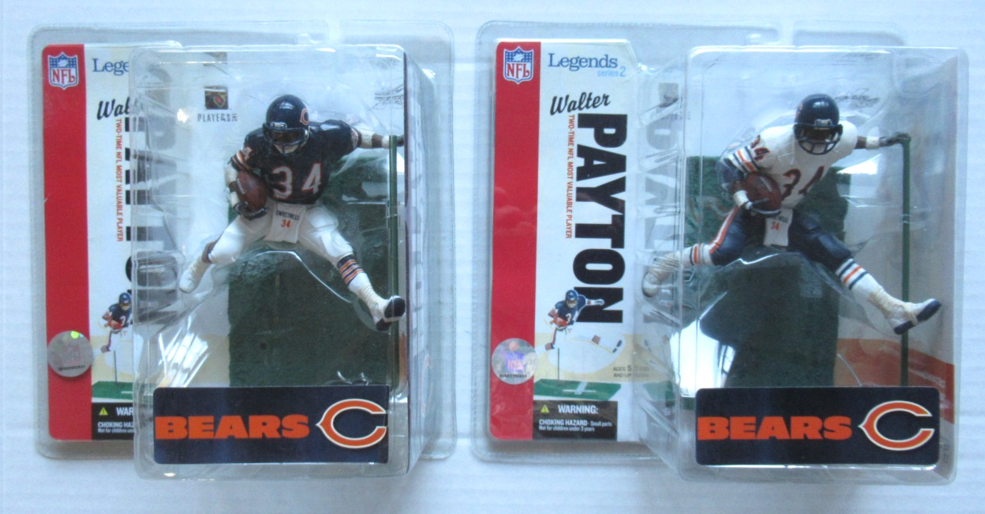 WALTER PAYTON MCFARLANE NFL LEGENDS 2 BEARS HOF VARIANT & REGULAR FIGURE LOT NEW