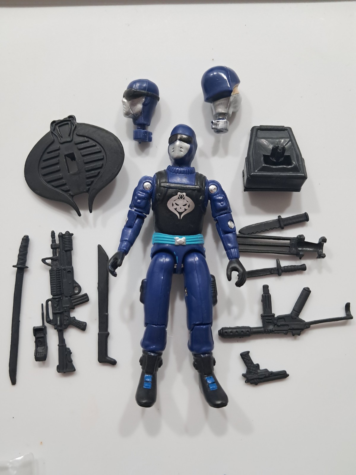 Gi Joe Black Major Snake Eyes Cobra Invasor Trooper Light Blue Belt Silver Sigil
