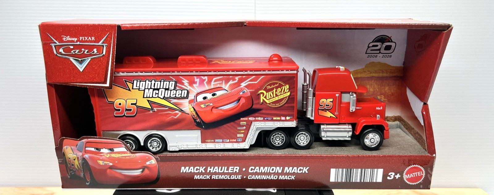 New Disney Pixar Cars Mack Hauler Rust-eze Trailer Lightning McQueen 95