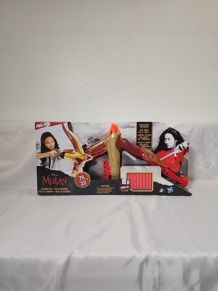 Nerf Disney Princess Mulan Warrior Bow Crossbow Toy w/8 Elite Foam Darts,JJ-B-03