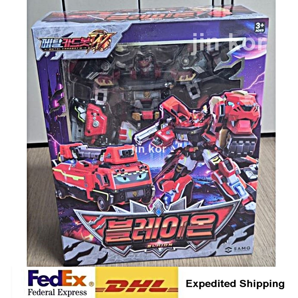 Metal Cardbot W Blaion Transformer Robot Fire Ladder Truck + Express