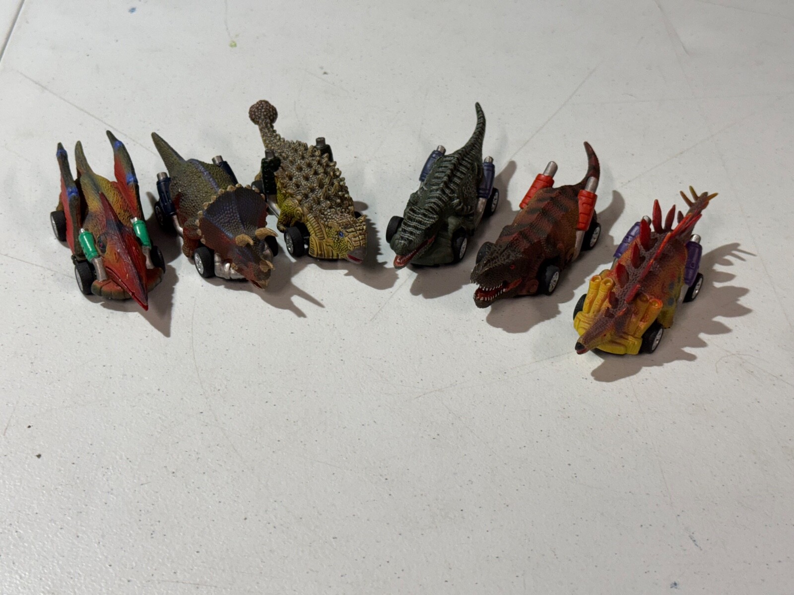 DINOBROS DINOSAUR TOY PULL BACK CARS LOT OF 6 ROADSTER DINO CARS AGES 3 AND UP