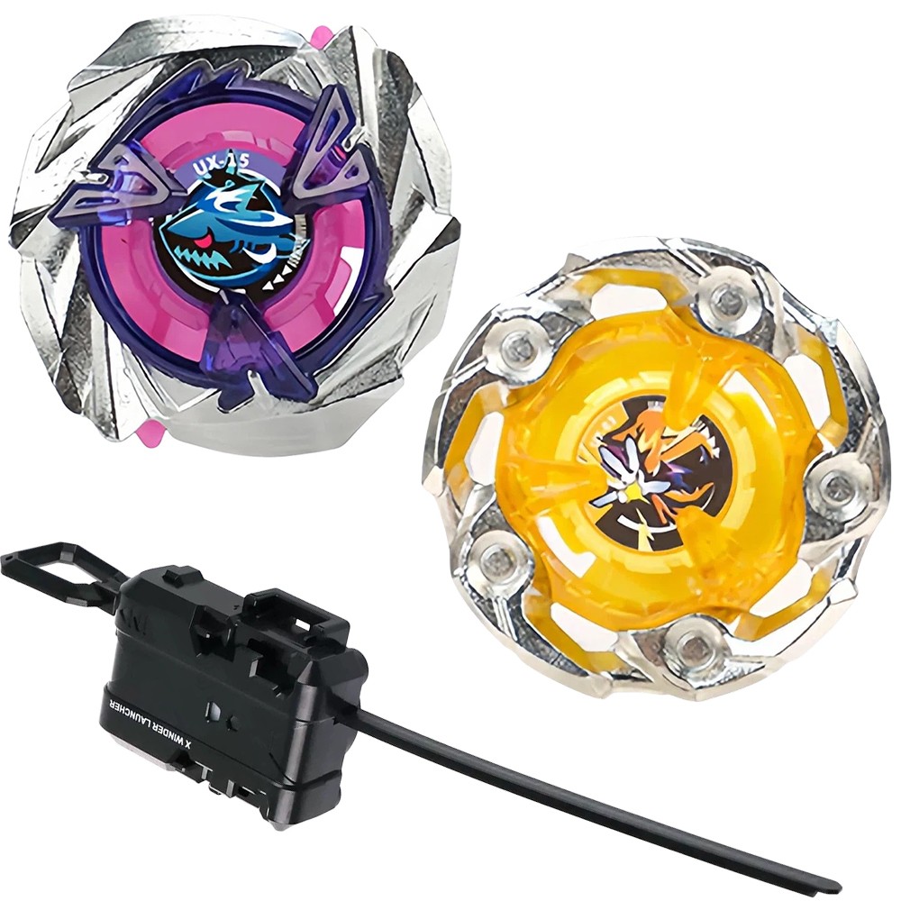 Beyblade X Series UX-15 Shark Scale & UX-03 Wizard Rod Gyro Toy W/Launcher Gifts