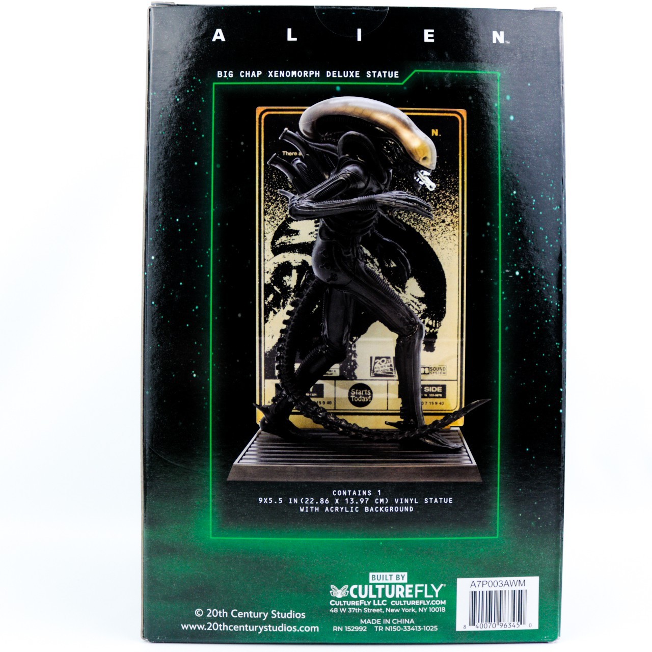 CultureFly Alien Xenomorph Deluxe “Big Chap” Statue 9″ with Acrylic Background