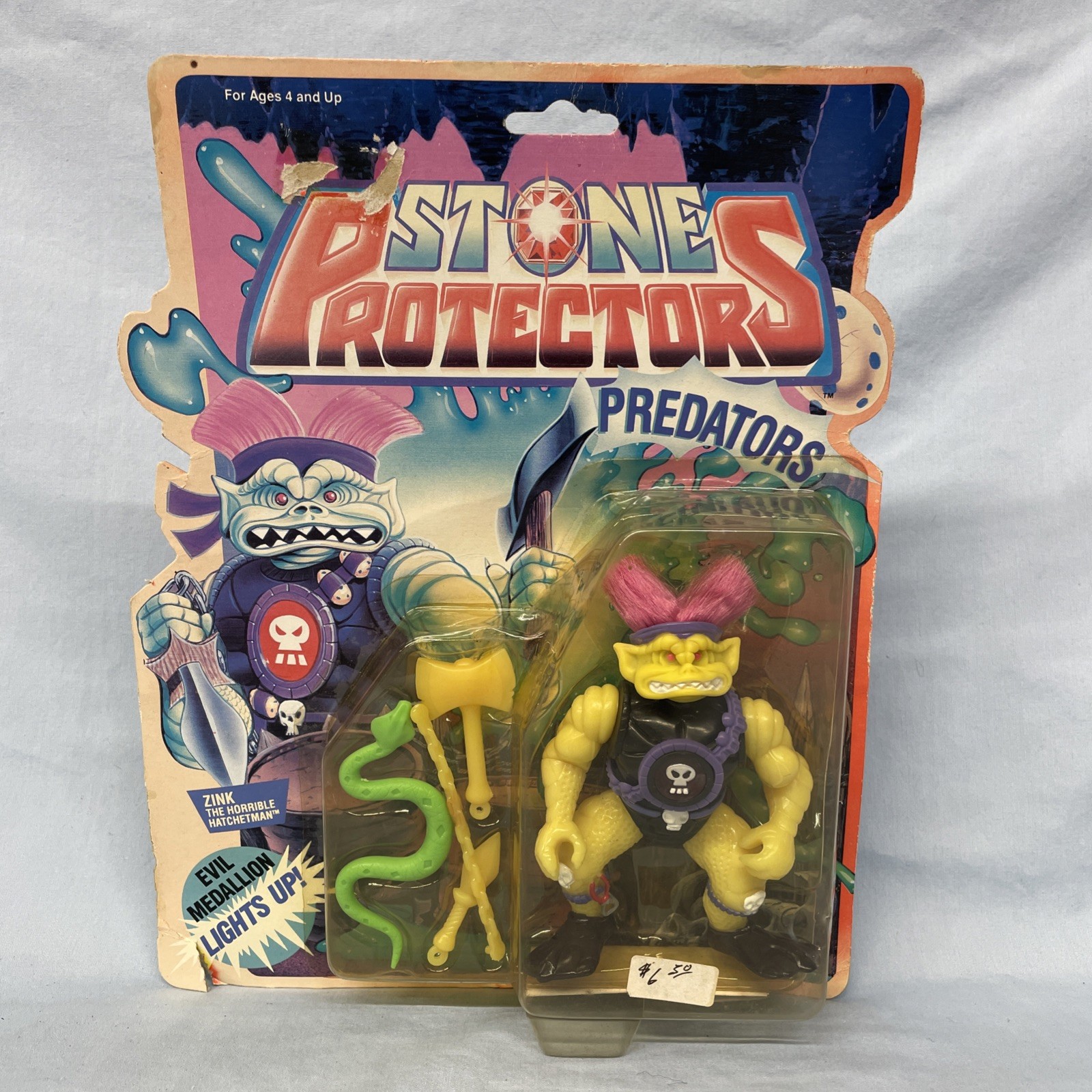 1992 Ace Novelties Stone Protectors Zink The Horrible Hatchetman Sealed On Card