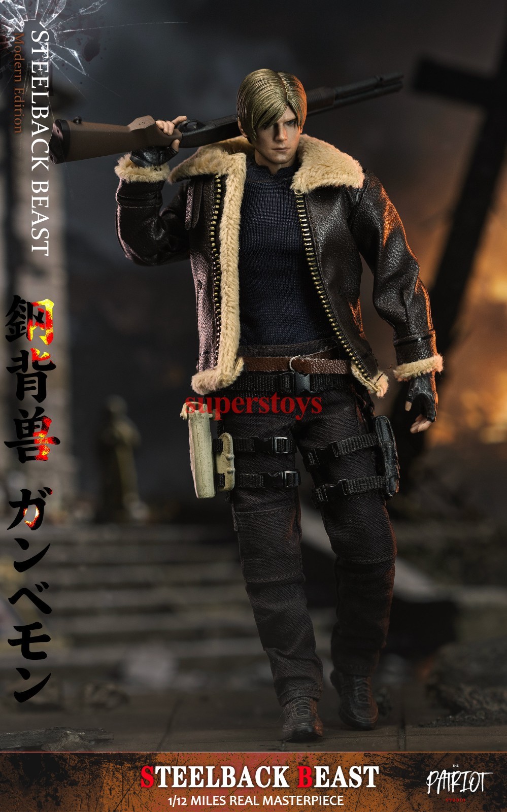 Patriot Studio 1/12 Steelback Beast RPD Officer Leon RE4 Action Figure Model Toy