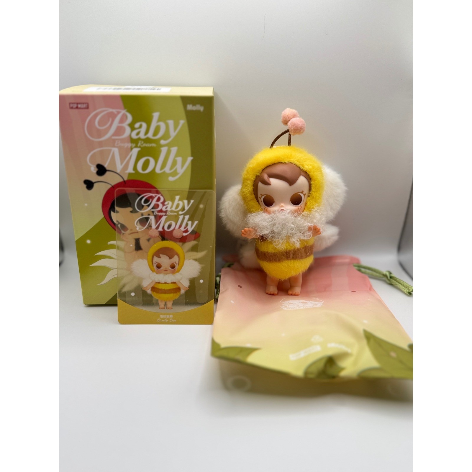 Pop Mart Baby Molly Buggy Roam Lively Bee Vinyl Plush Pendant Keychain Blind Box