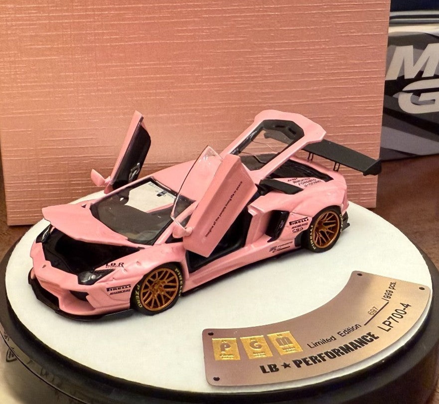 PGM 1/64 Lamborghini Aventador LP700 LB Performance Pink Diecast Model