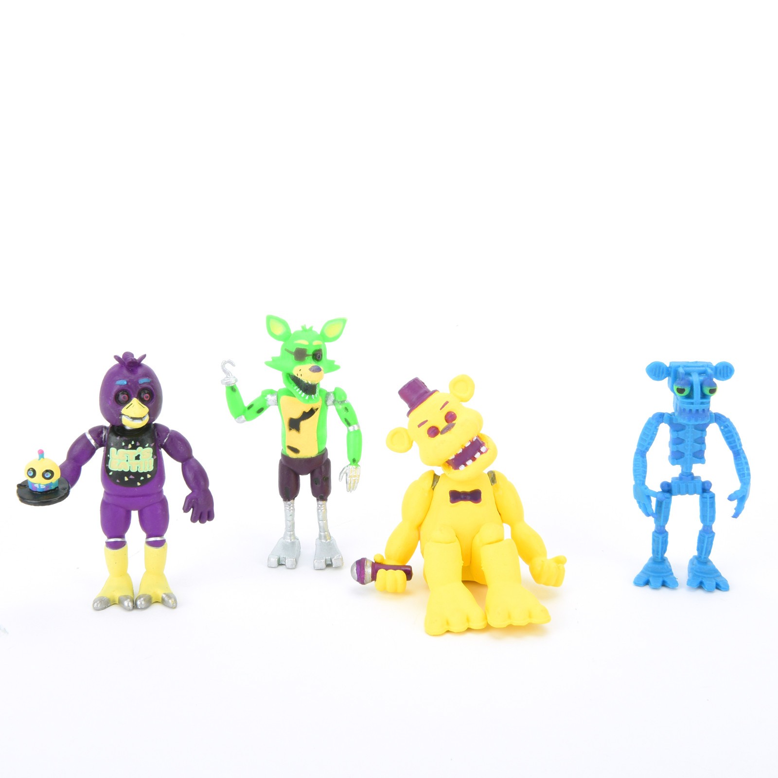 Five Nights At Freddy 2″ 4 Blacklight Figure Set Foxy Golden Ballon Toys