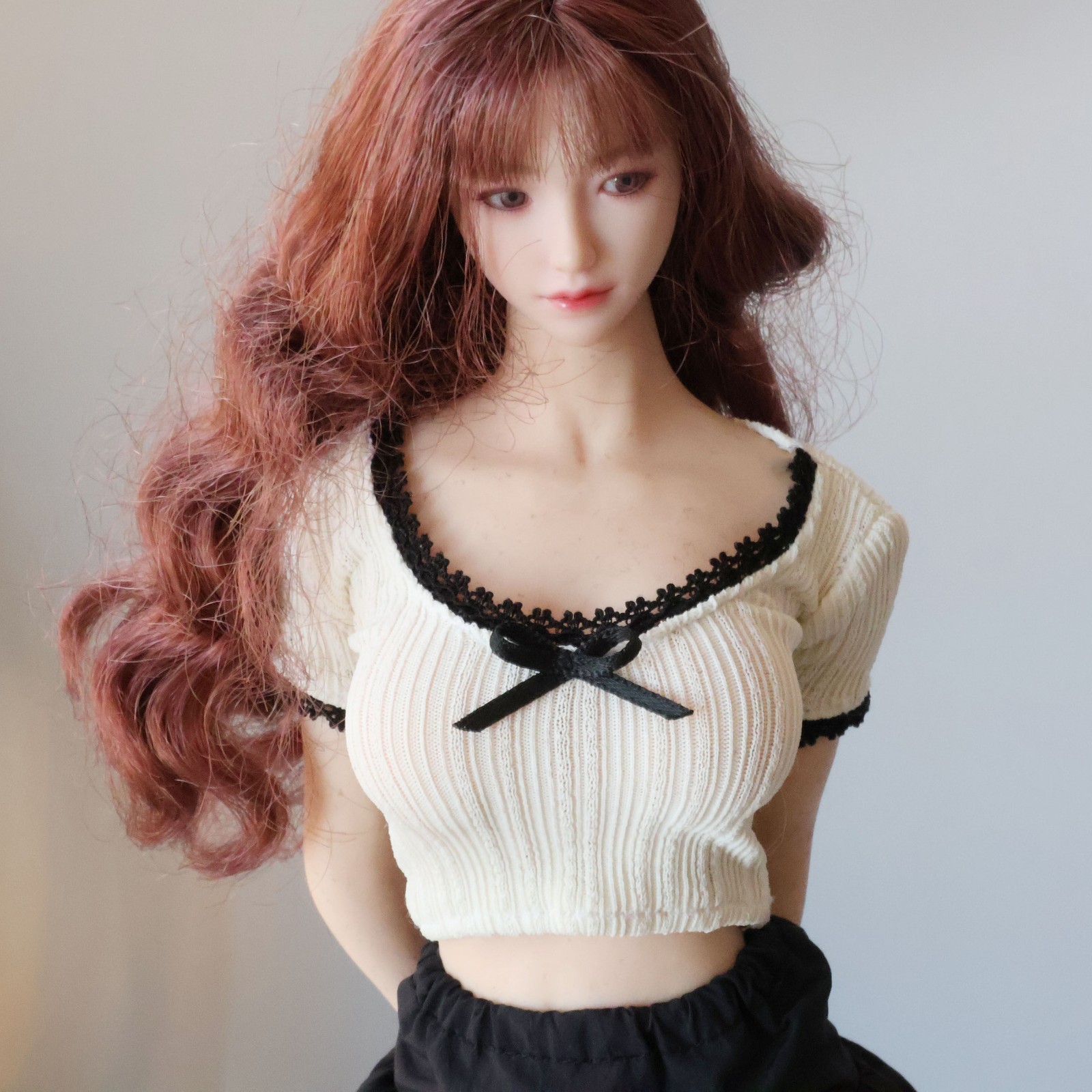 1/6 Female Knitted Short Sleeve Blouse Puffy Skirt For 12″ Action Figure Body