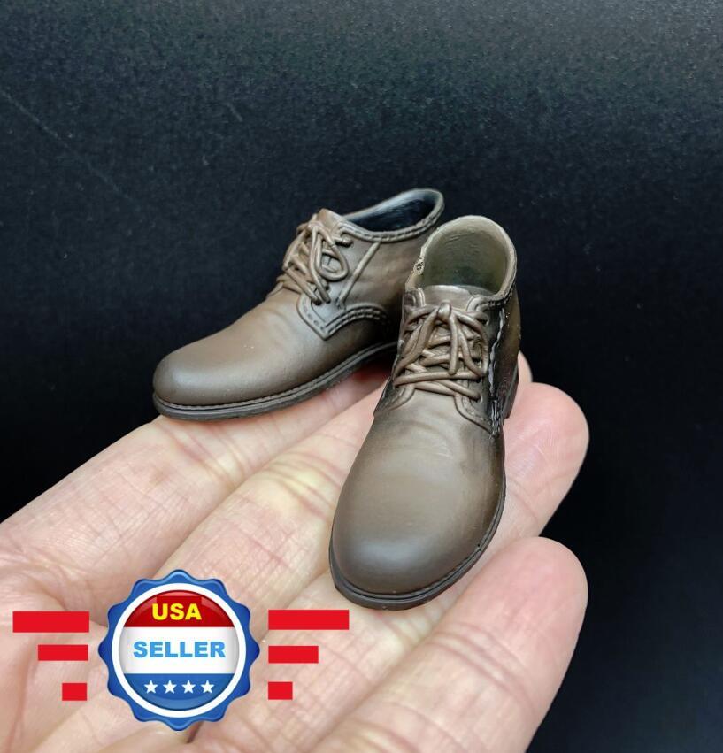 1/6 scale Brown Boots Shoes PEG BASED for 12” MALE Action Figure Accessory