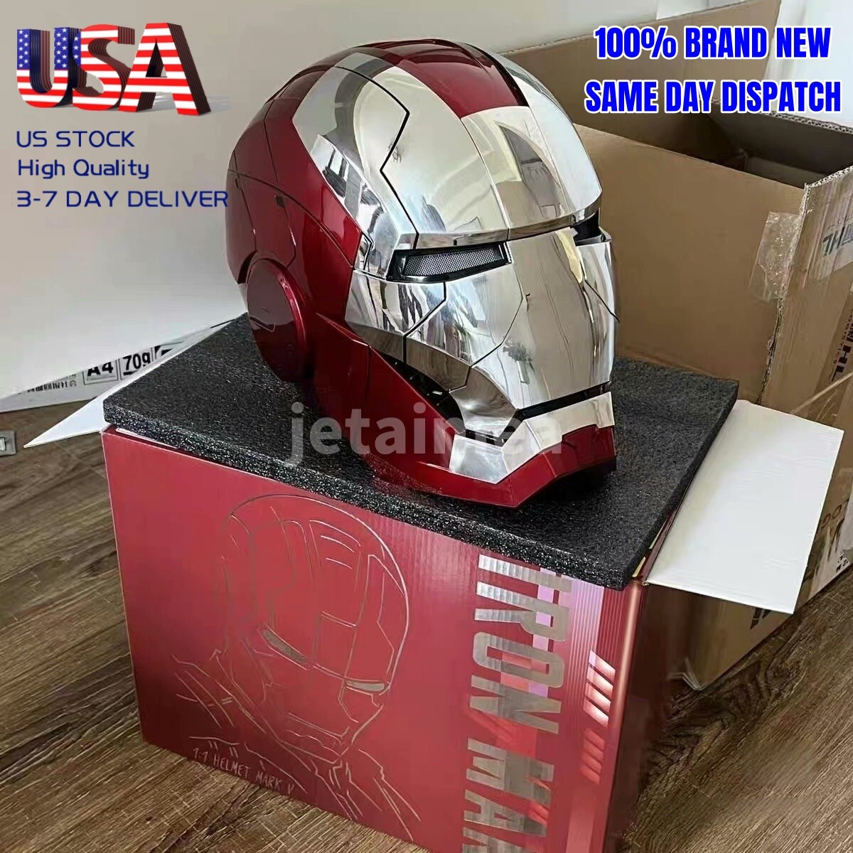 US AUTOKING Iron Man MK5 1:1 Helmet Wearable Voice-controlled Mask Cosplay Prop
