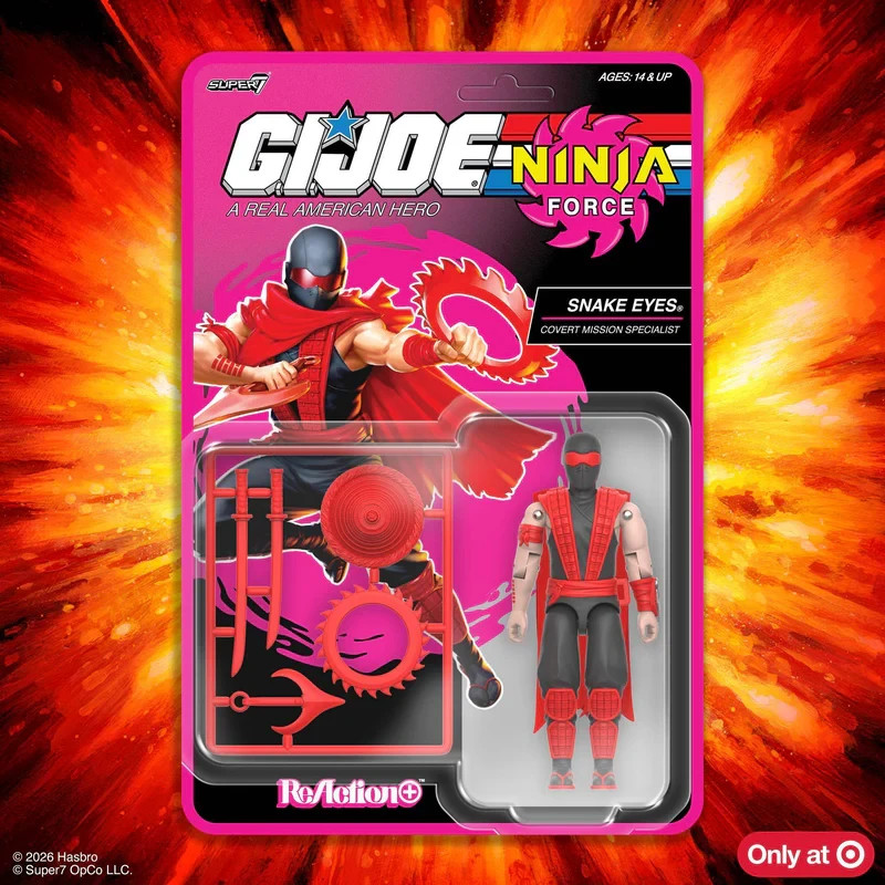 Super7 GI Joe Reaction Ninja Force SNAKE EYES 3.75″ Figure NEW IN HAND UNPUNCHED