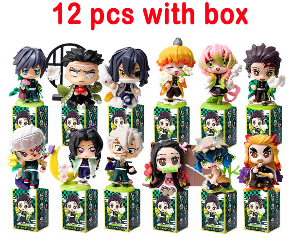 ENTIRE 12 PIECE SET: Demon Slayer Cute Anime Figures Gift