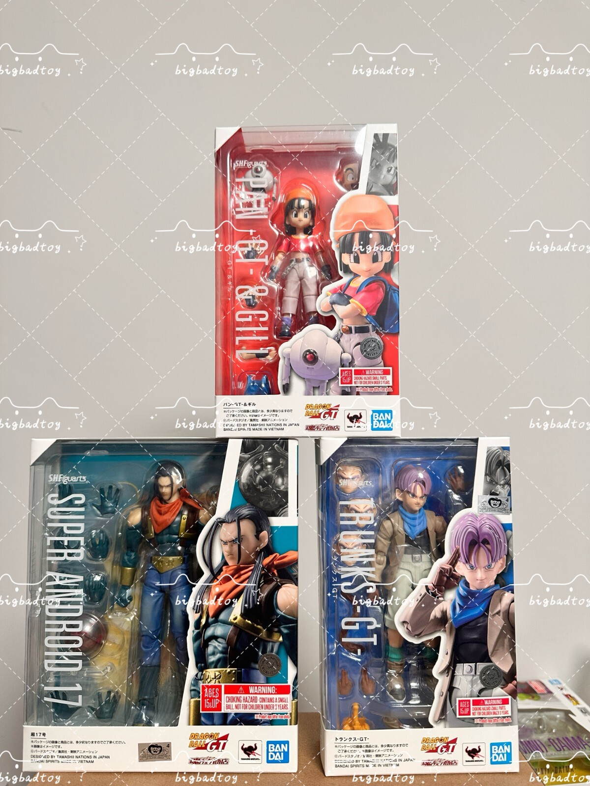 Bandai S.H.Figuarts DRAGON BALL GT Pan & Trunks & Super Android 17 Set of 3 New~