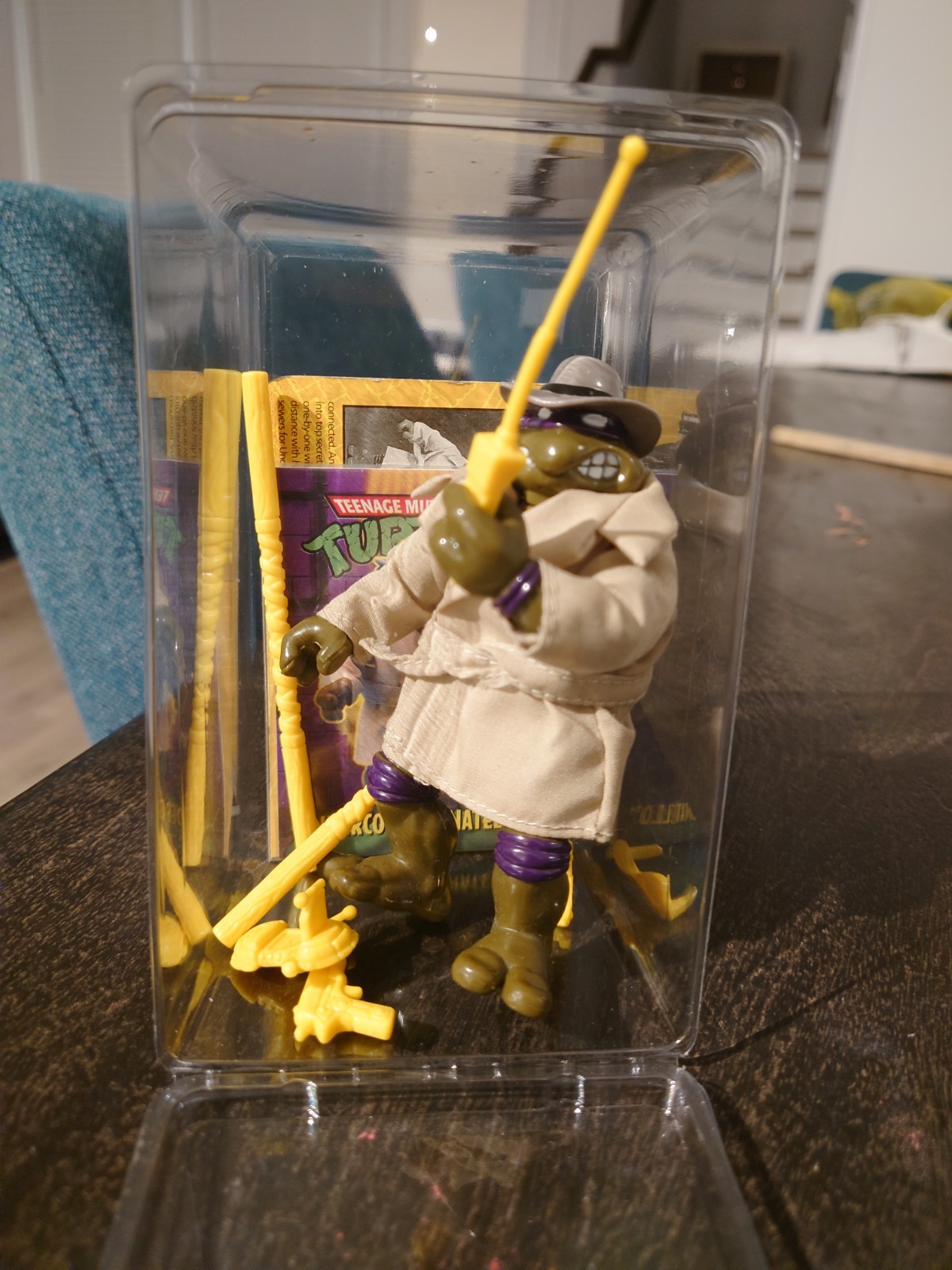 1994 Playmates TMNT Undercover Donatello Yellow accessories w/Card Complete vint