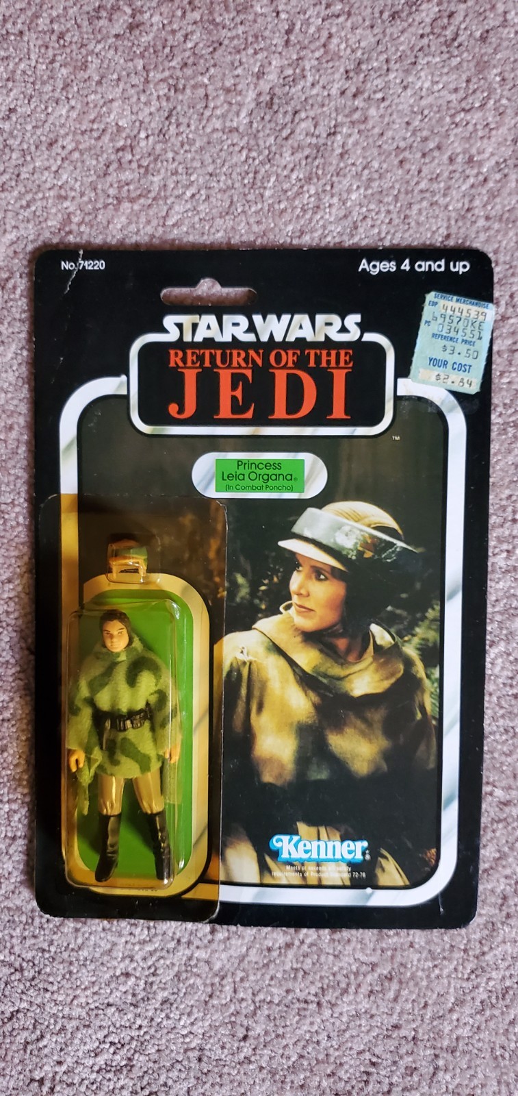 MOC: 1983 Star Wars ROTJ: PRINCESS LEIA ORGANA (IN COMBAT PONCHO)-77 Cardback