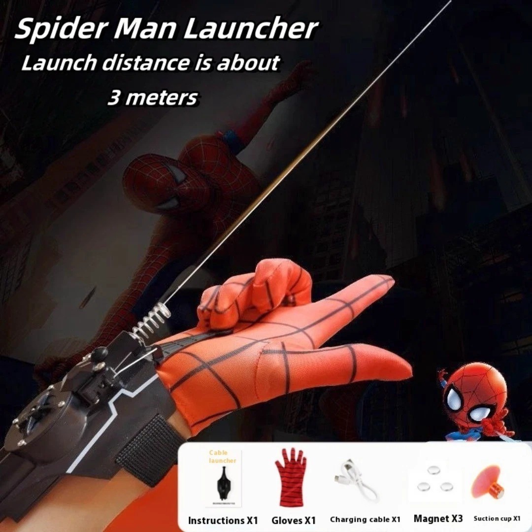 Spider Web Shooter 8ft USB Real Web Slinger and Launcher Toy for Superhero Fans