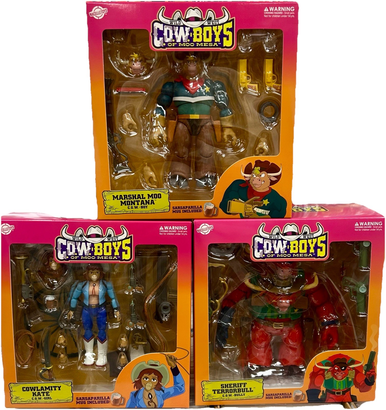 Cowboys Of Moo Mesa – Nacelle Toys – Set Of 3 Complete Wave 1