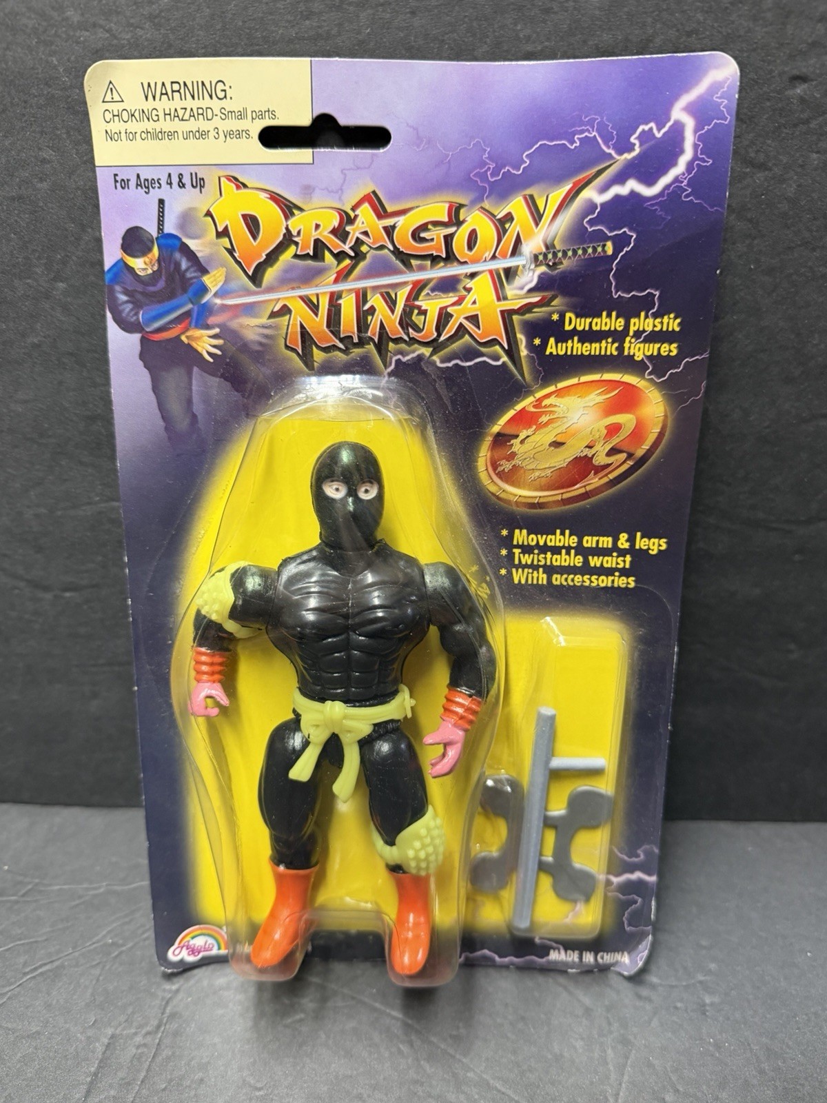 Vintage 2000 Agglo Dragon Ninja Action Figure Knockoff KO (Damaged Box)