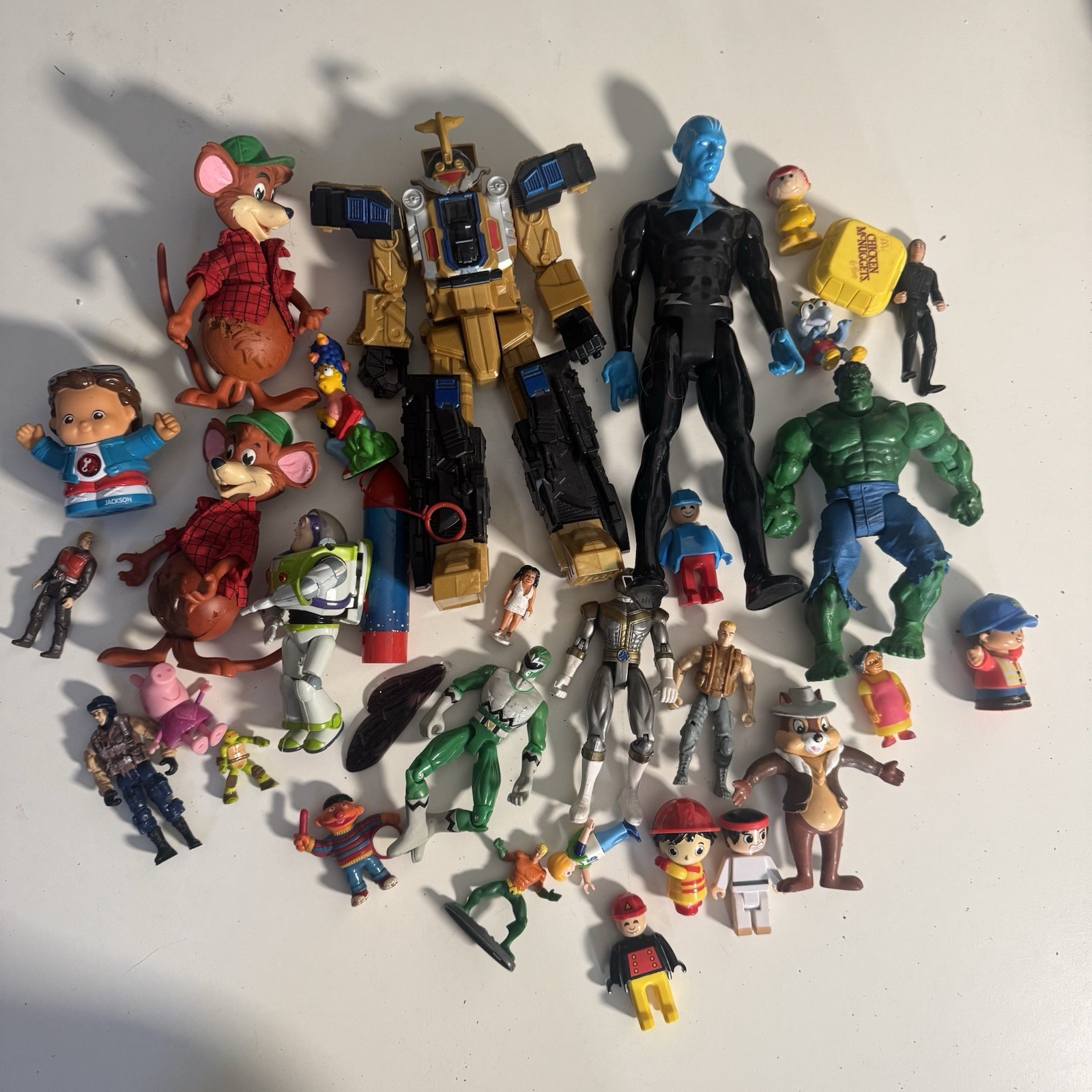 Lot of 40 Mixed Action Figures Marvel DC Disney Transformers GI Joe Toys Parts