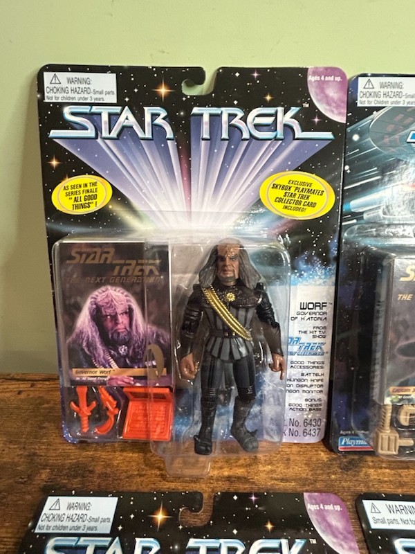 Star Trek Playmates All Good Things Crew Lot x6 Picard Data Worf Figures MOC TNG