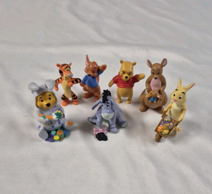 Vintage Disney Winnie the Pooh Tigger Kanga Roo Figures Cake Toppers Lot of 7