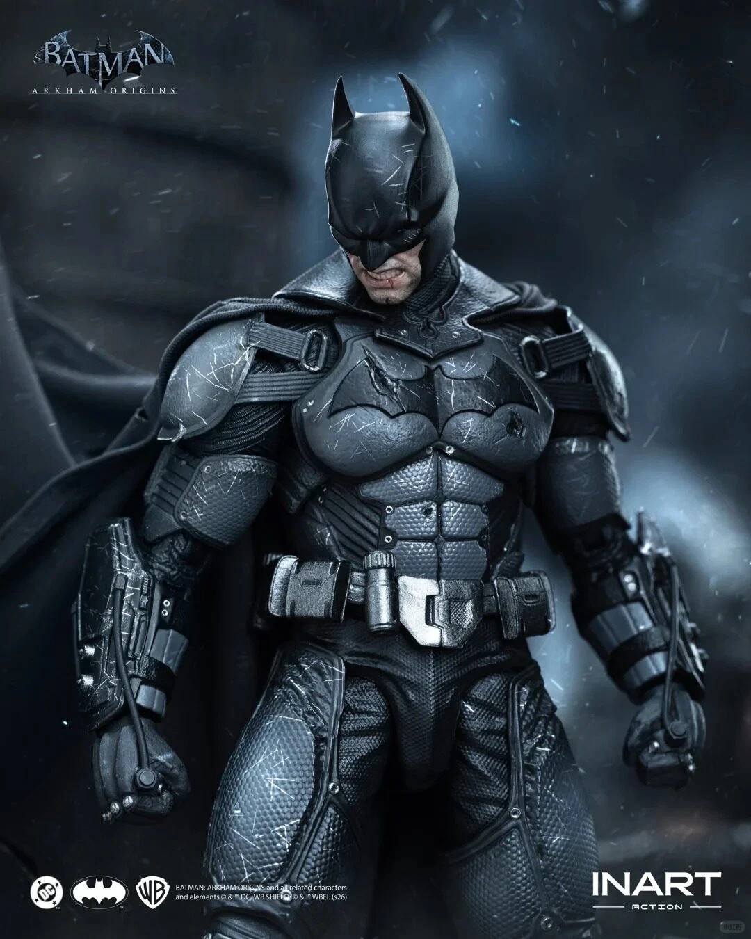 INART Batman Arkham Origins Battle Damaged 1/12 Figure DC Action Figure In Hand