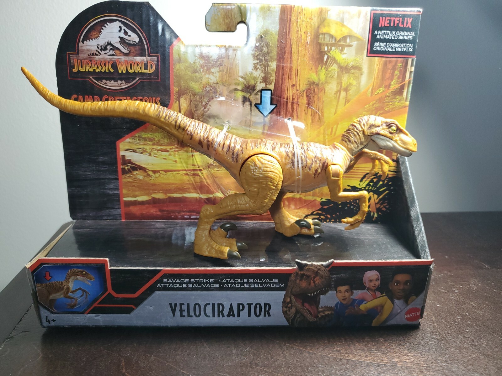New Mattel Jurassic World Camp Cretaceous Velociraptor Figure Savage Strike