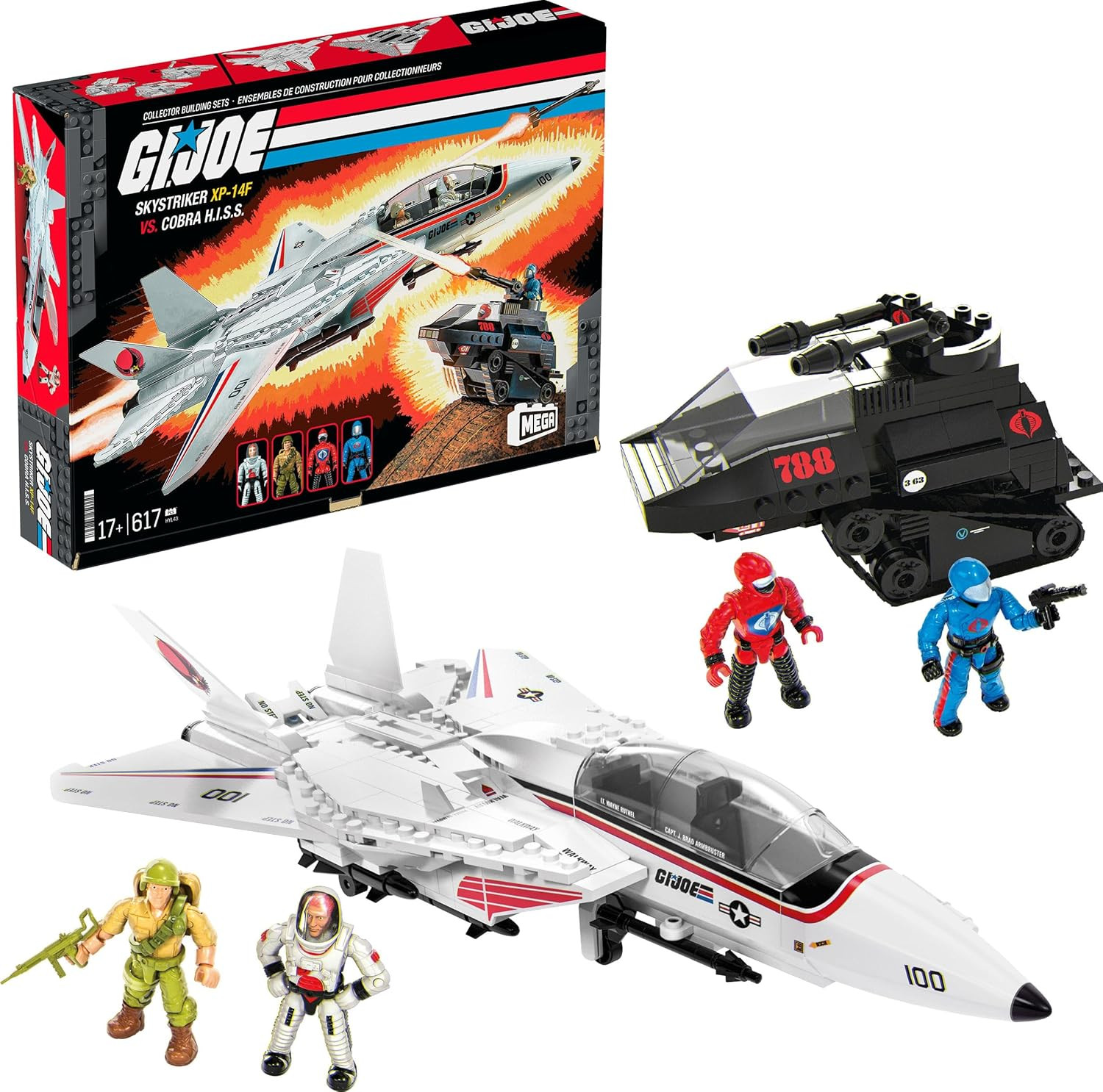 ​MEGA G.I. Joe Action Figures Building Toys, Skystriker XP-14F Vs. Cobra H.I.S.S