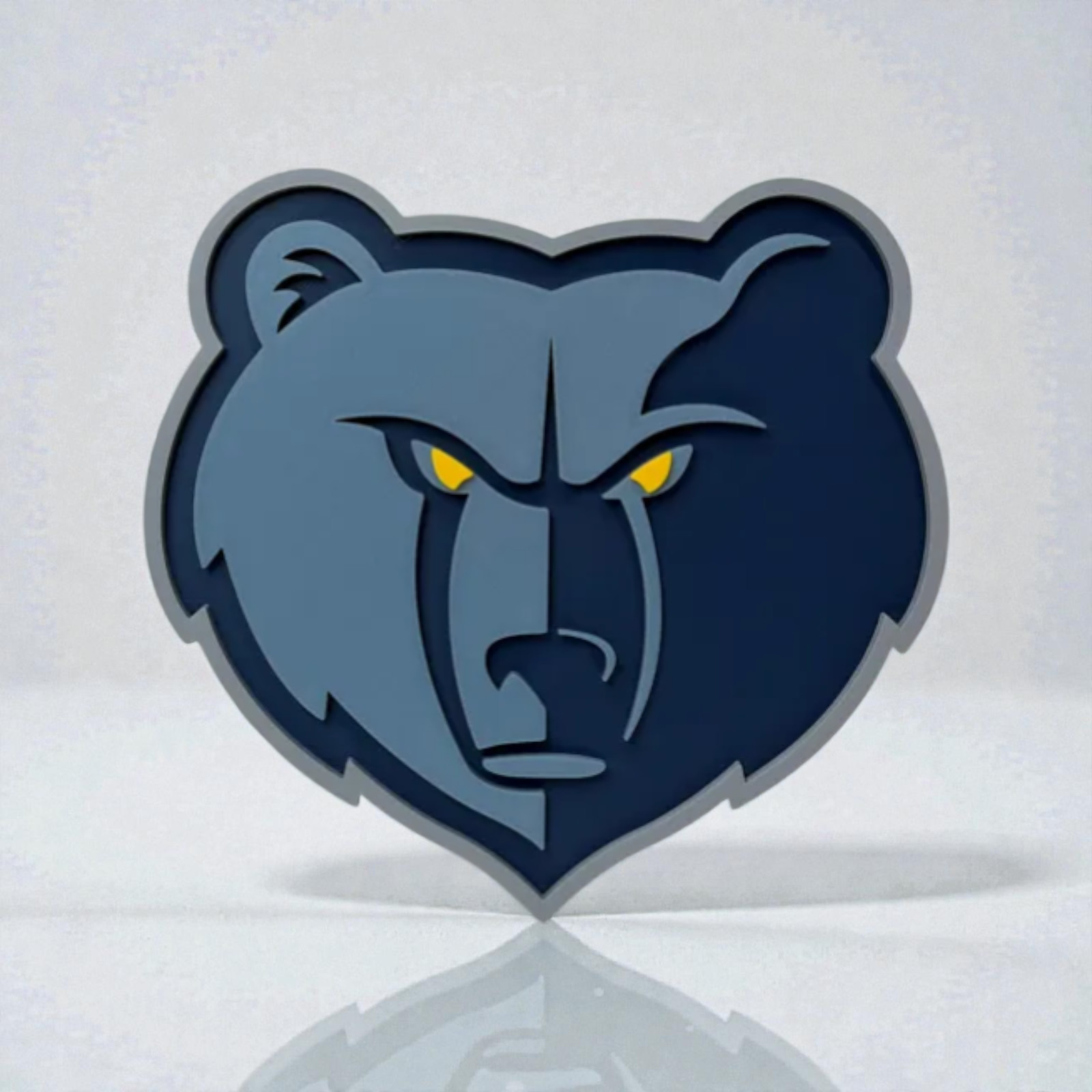 3D Printed Logo Bear Design in Navy and Gray PLA Plastic 3D printed decor