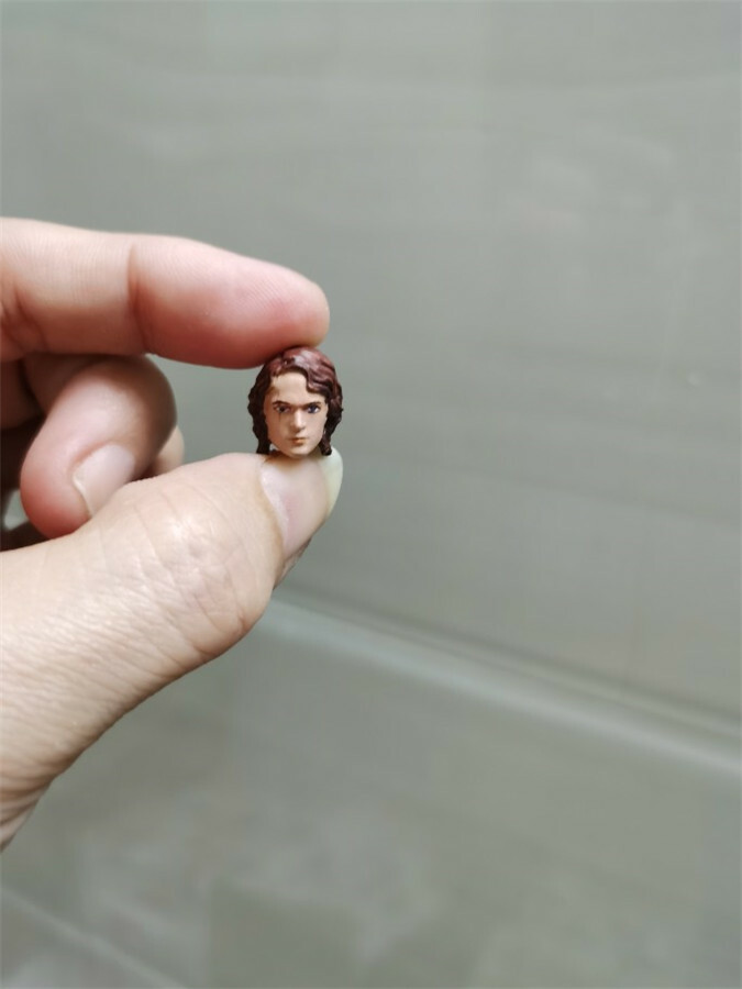 1:18 Brown Hair Anakin Hayden Christensen Head Sculpt For 3.75″ Male Figure Body