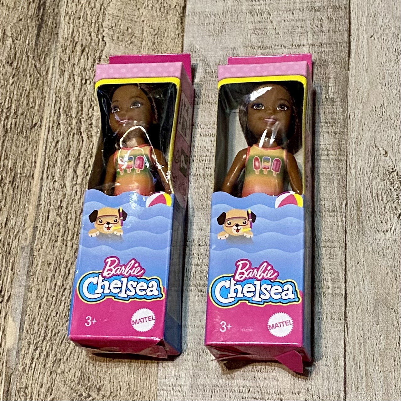 Barbie Club Chelsea Doll Figure Swimsuit African American Girl Popsicle Lot Of 2