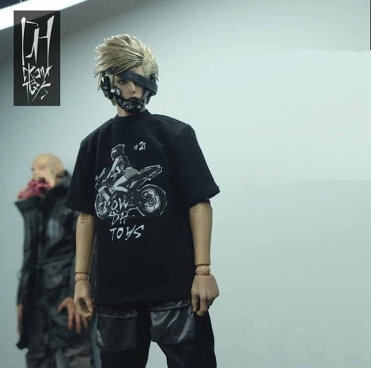 1/6 Scale Soldiers Clothes Trendy Black Comic Short Sleeve T-shirt F 12″ Doll