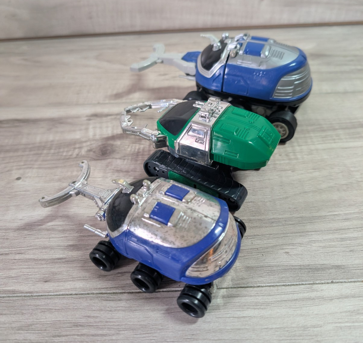 1996 Bandai Big Bad Beetleborgs AV Vehicles VTG – Blue Stinger Hunter Lot Of 3