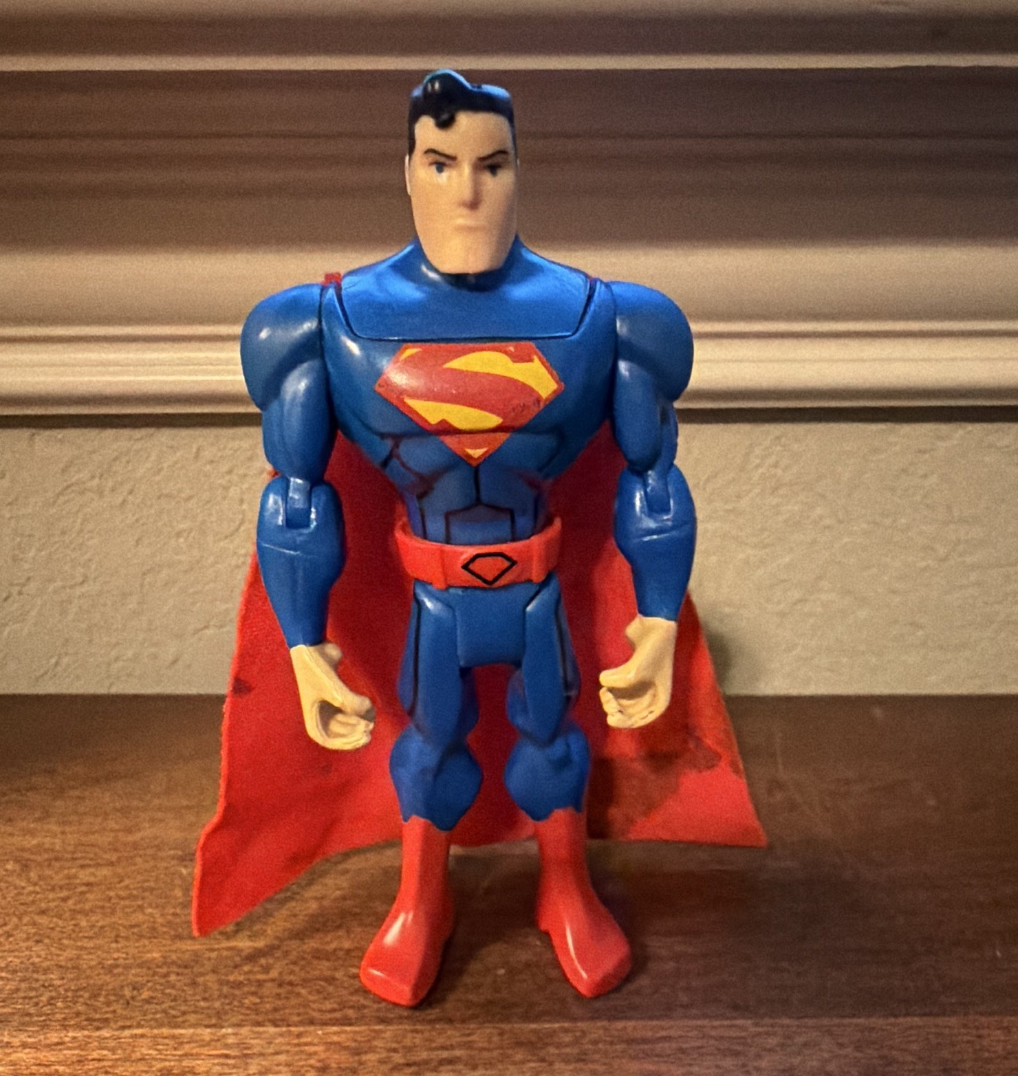 DC Comics Superman Action Figure w/ Red Cape, Plastic/Fabric, Blue Red Yellow