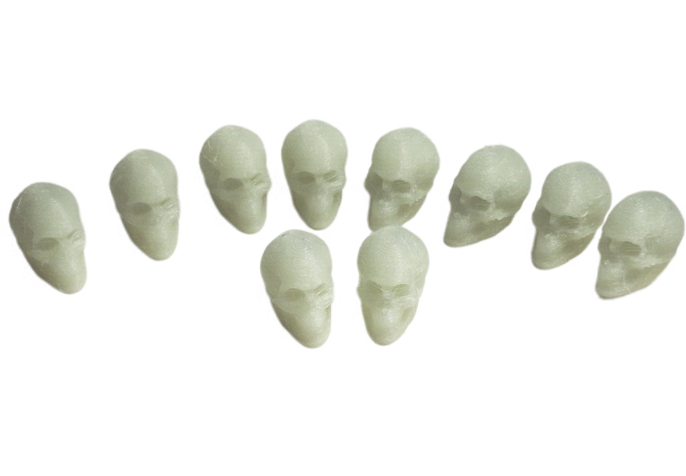FlexiMech Mini Human Skull Detaied .5″ 3d Printed Set Of 10 Skulls Choose Color
